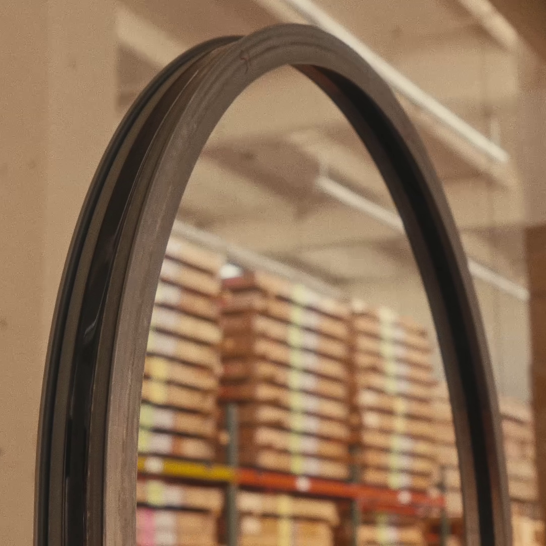 closeup of continuous bend arch top steel door