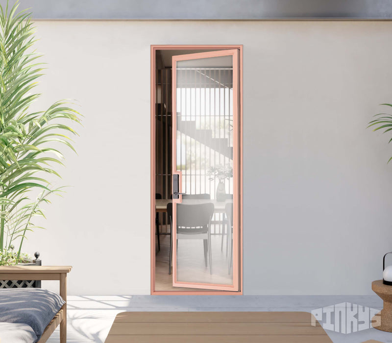 right hand inswing single garage side door with metal and glass