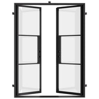 Custom double steel patio doors with minimalist design