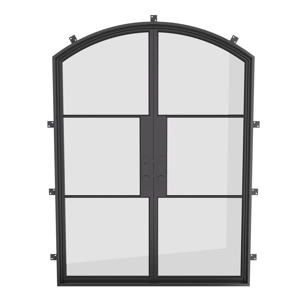 double front entry steel glass door
