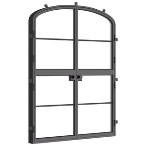 Steel double Dutch door with curved profile trim