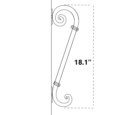 Edition sturdy bronze iron door pull handle with forged ironwork.