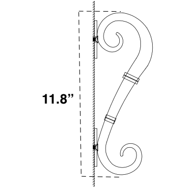Edition bronze iron pull handle with artisan forged design.