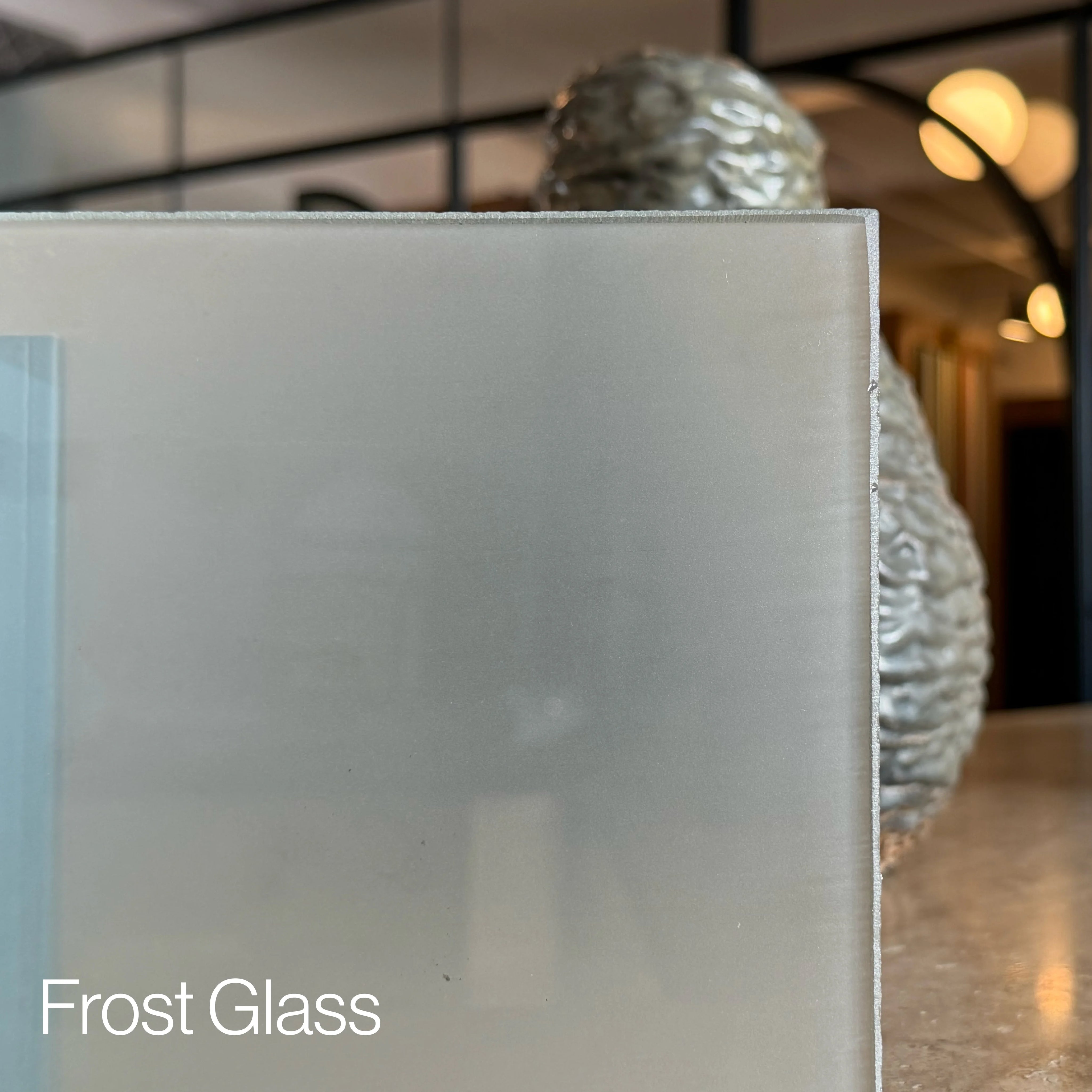 Frost glass pane sample with diffused finish.