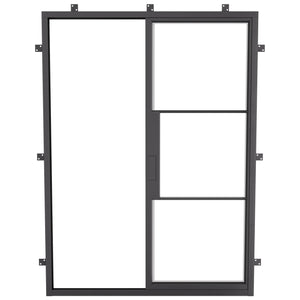 Steel panel sliding doors for storage rooms