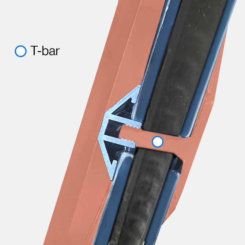 T-bar for grid lines of steel doors
