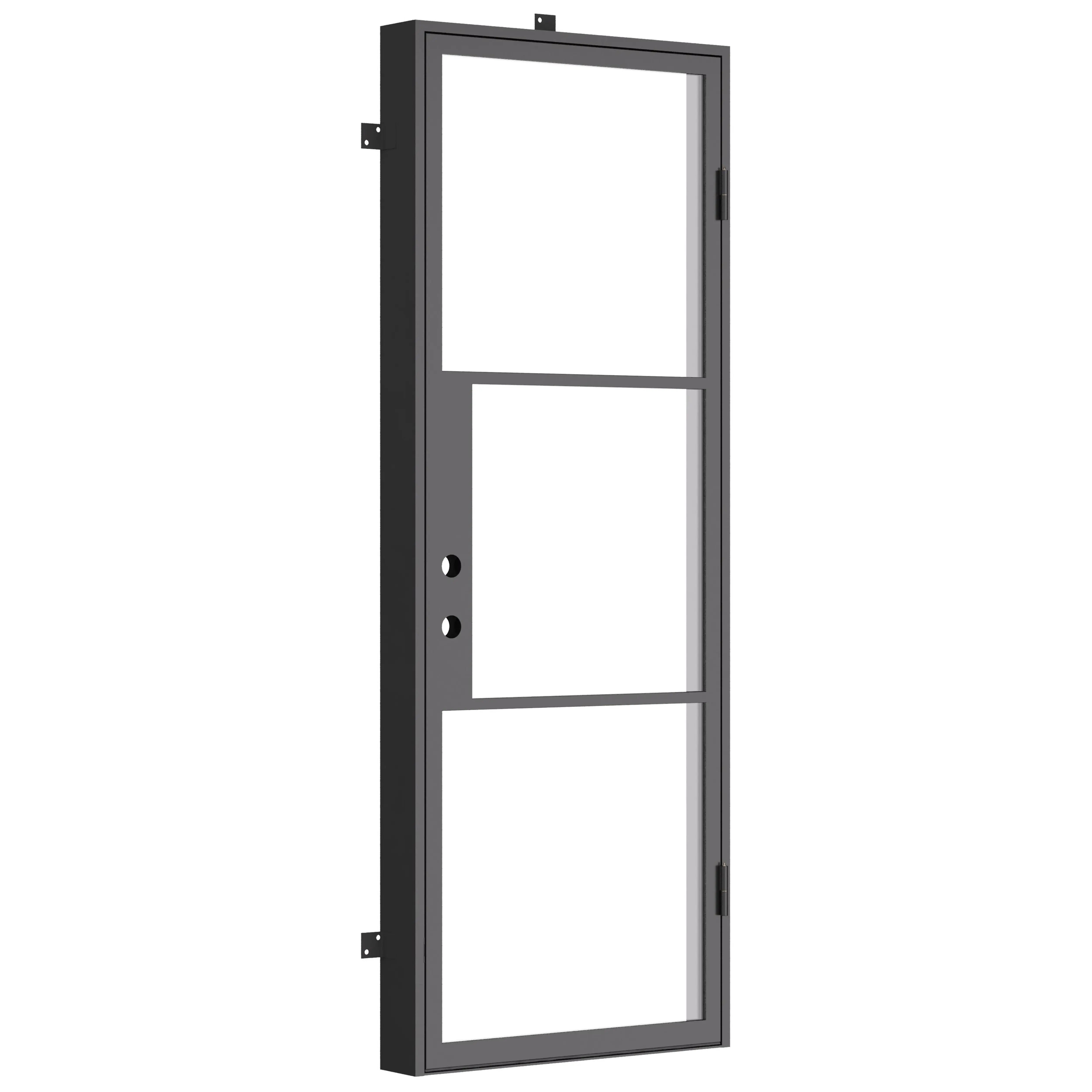 Single steel swing door with flat top for commercial building entrance