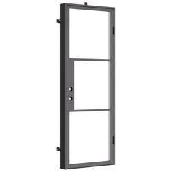 Single steel swing door with flat top for commercial building entrance