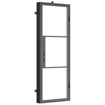Single steel swing door with flat top for commercial building entrance
