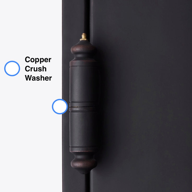 ornate steel hinge for traditional iron door with operable glass panel