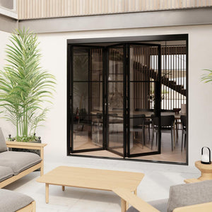 live accordion door with glass