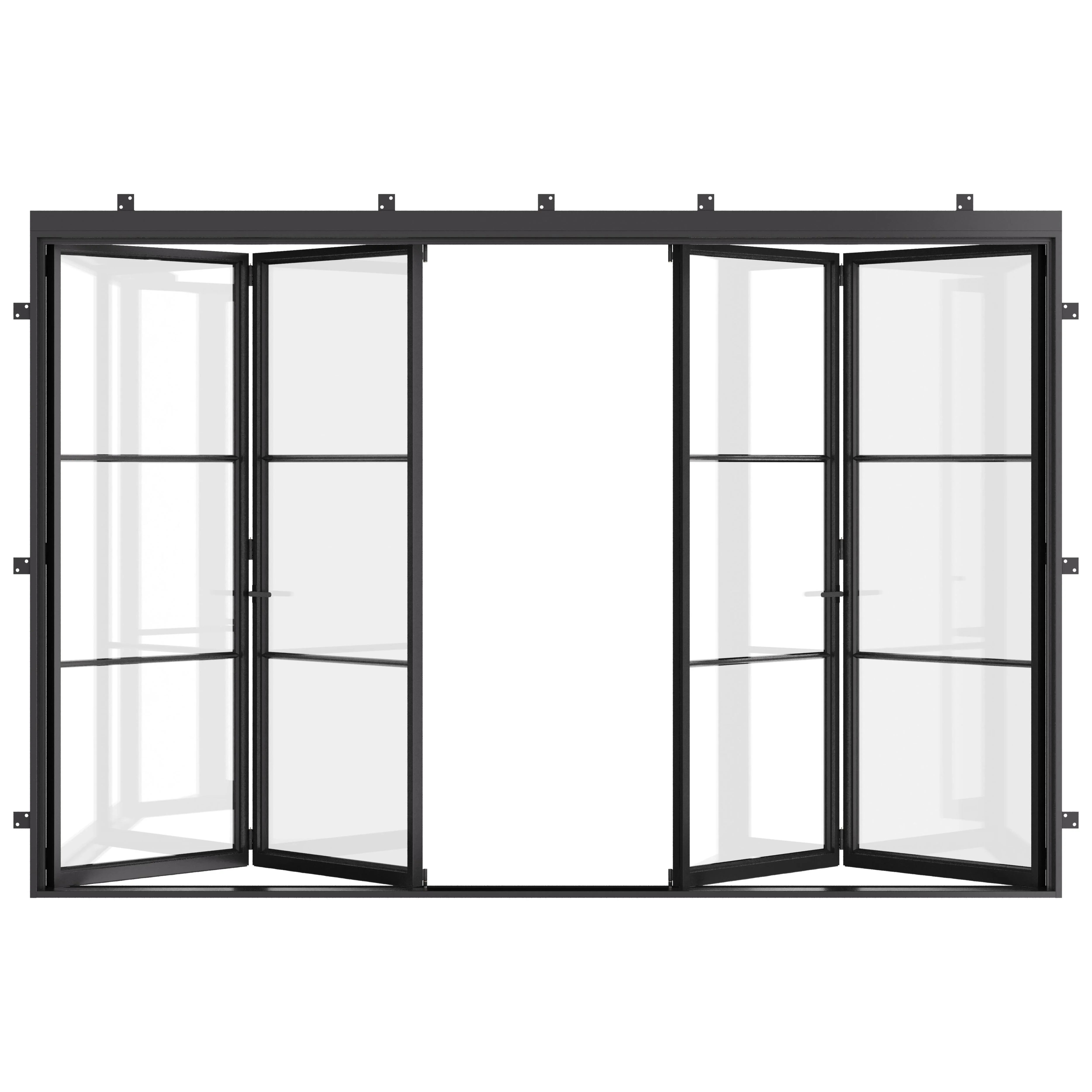 4 panel center split bi-folding steel doors