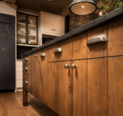 mushroom cabinet knob from rocky mountain hardware on rustic cabinets