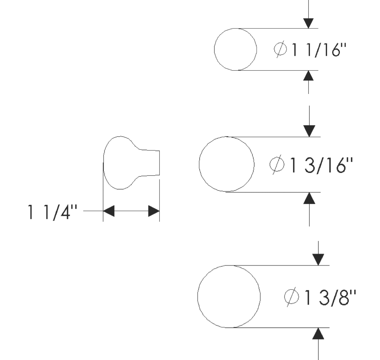 mushroom cabinet knob measurements from rocky mountain hardware
