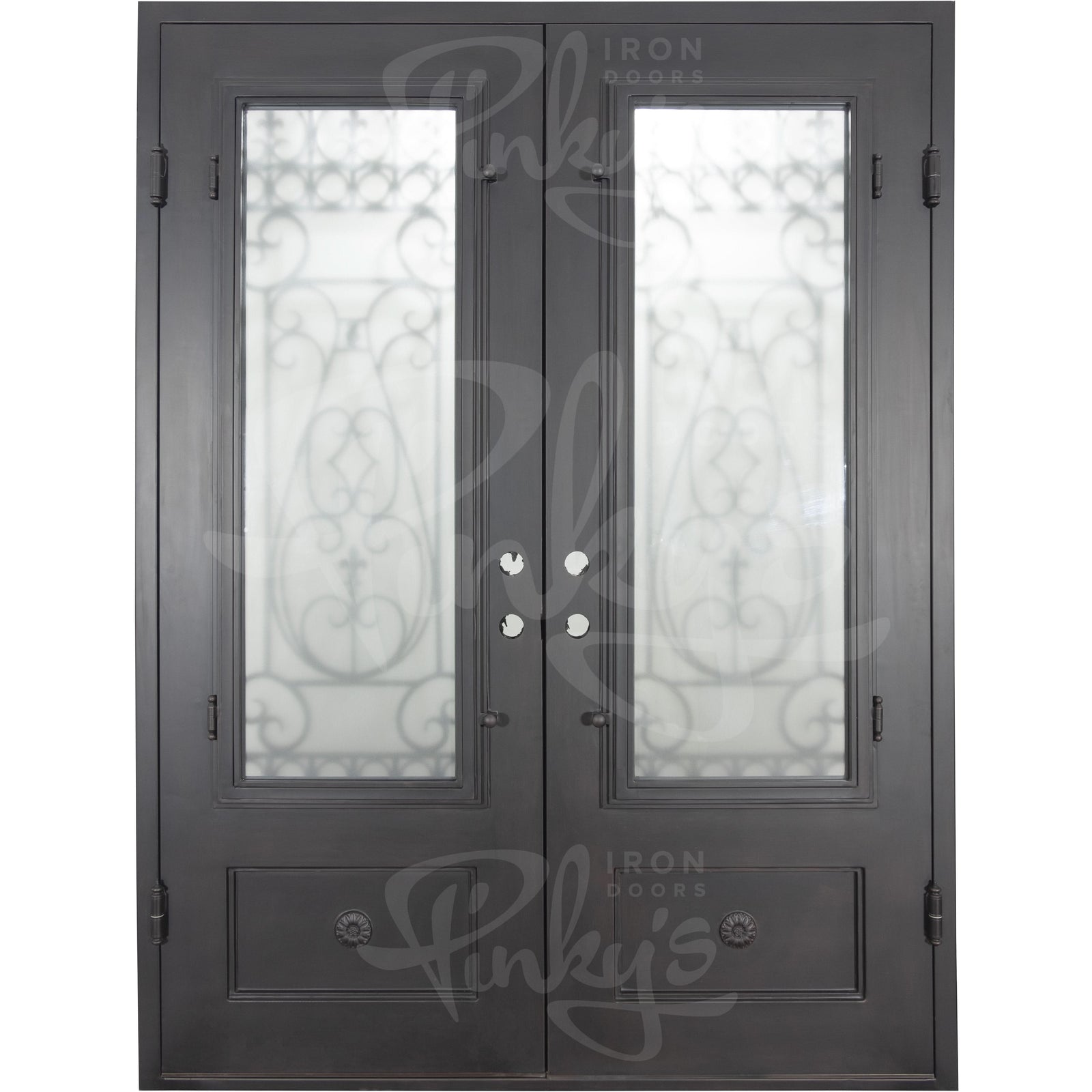 Parkside double flat architectural steel entry doors with glass panels