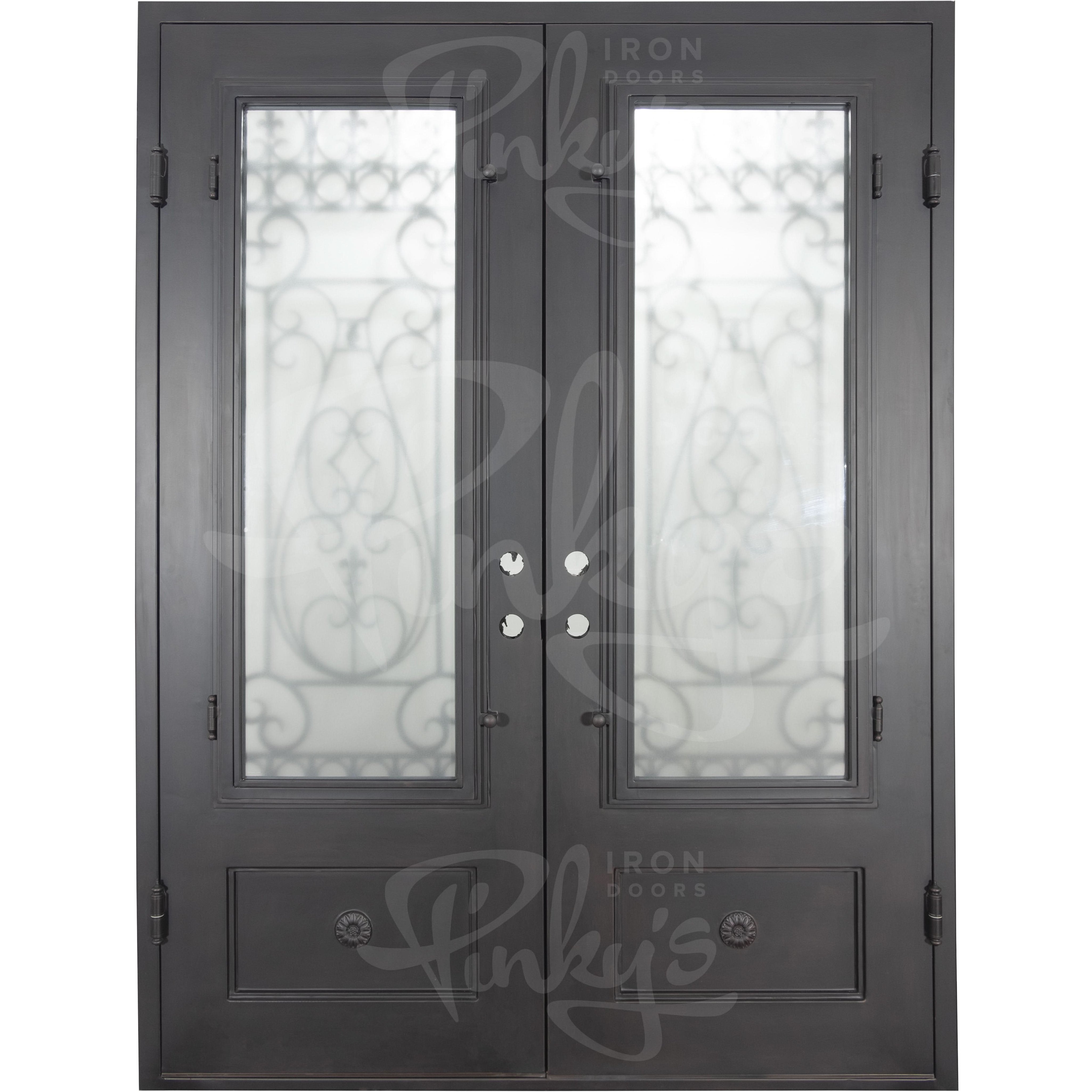 Parkside double flat architectural steel entry doors with glass panels