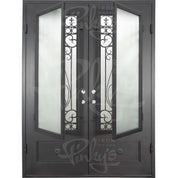 Parkside double flat contemporary steel entry doors with glass panels