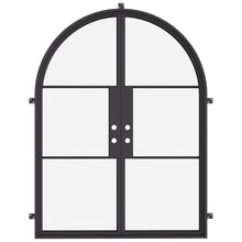 Load image into Gallery viewer, Double steel doors with full arch and window grids for home side entrance