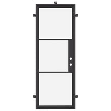 Load image into Gallery viewer, Minimalist steel pre-hung front door with matte black finish