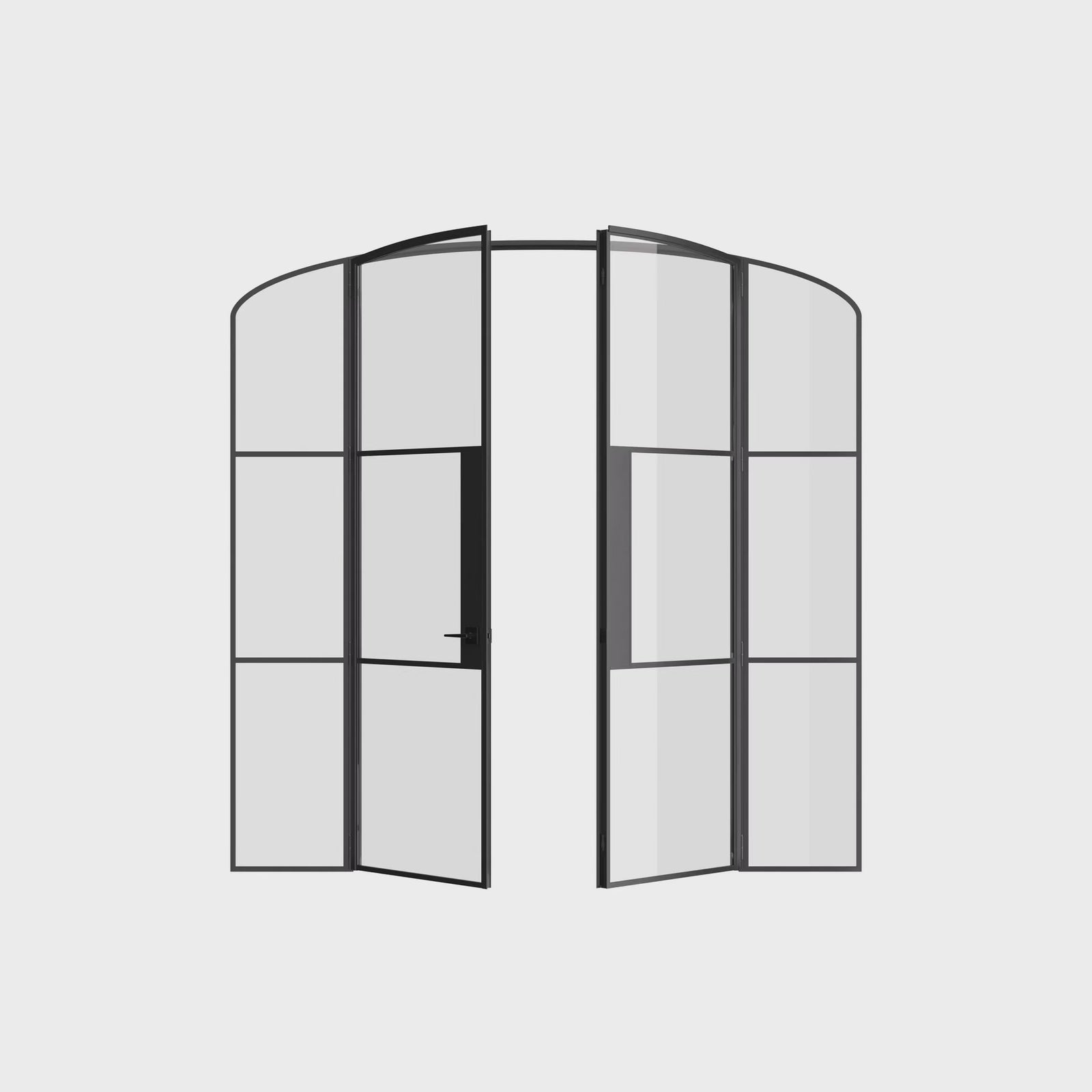 Air 4 arched double doors with side windows and tempered glass panes