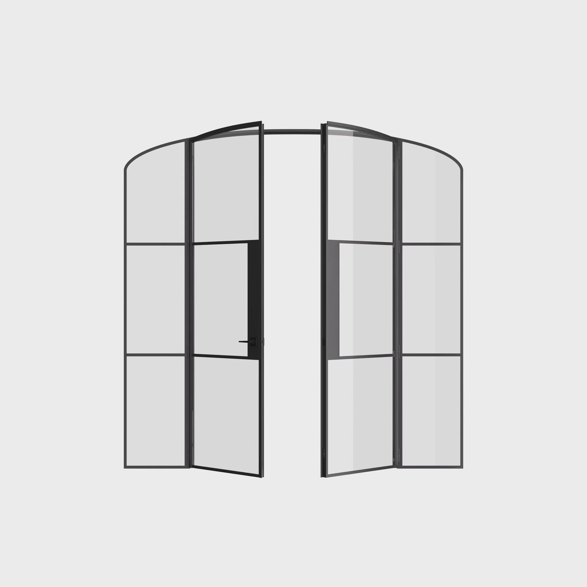 Air 4 arched double doors with side windows and tempered glass panes