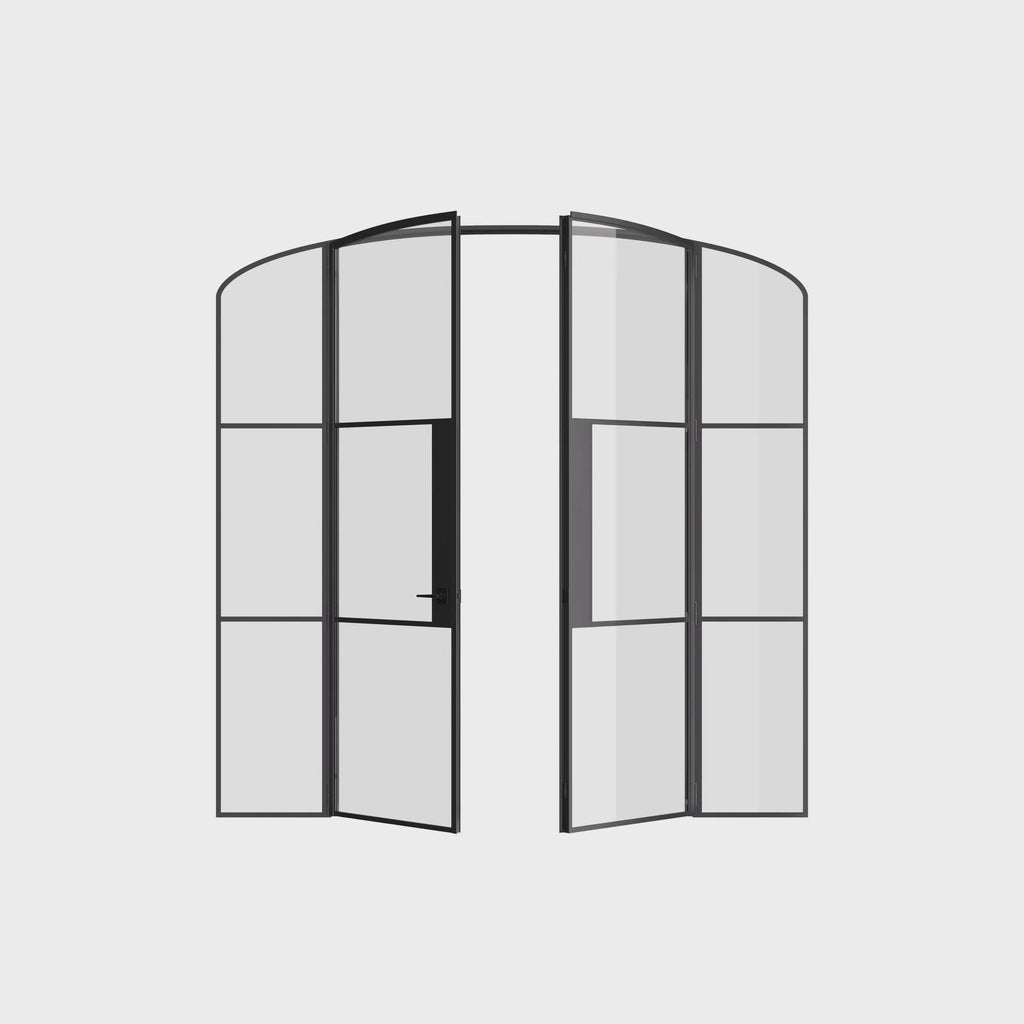 Air 4 arched double doors with side windows and tempered glass panes