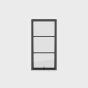 Awning steel window, portrait, 0V 2H grid, ring pull, hot-rolled galvanized steel, black, Low-E glass