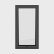Awning steel window, portrait, ring pull, hot-rolled galvanized steel, black, Low-E glass