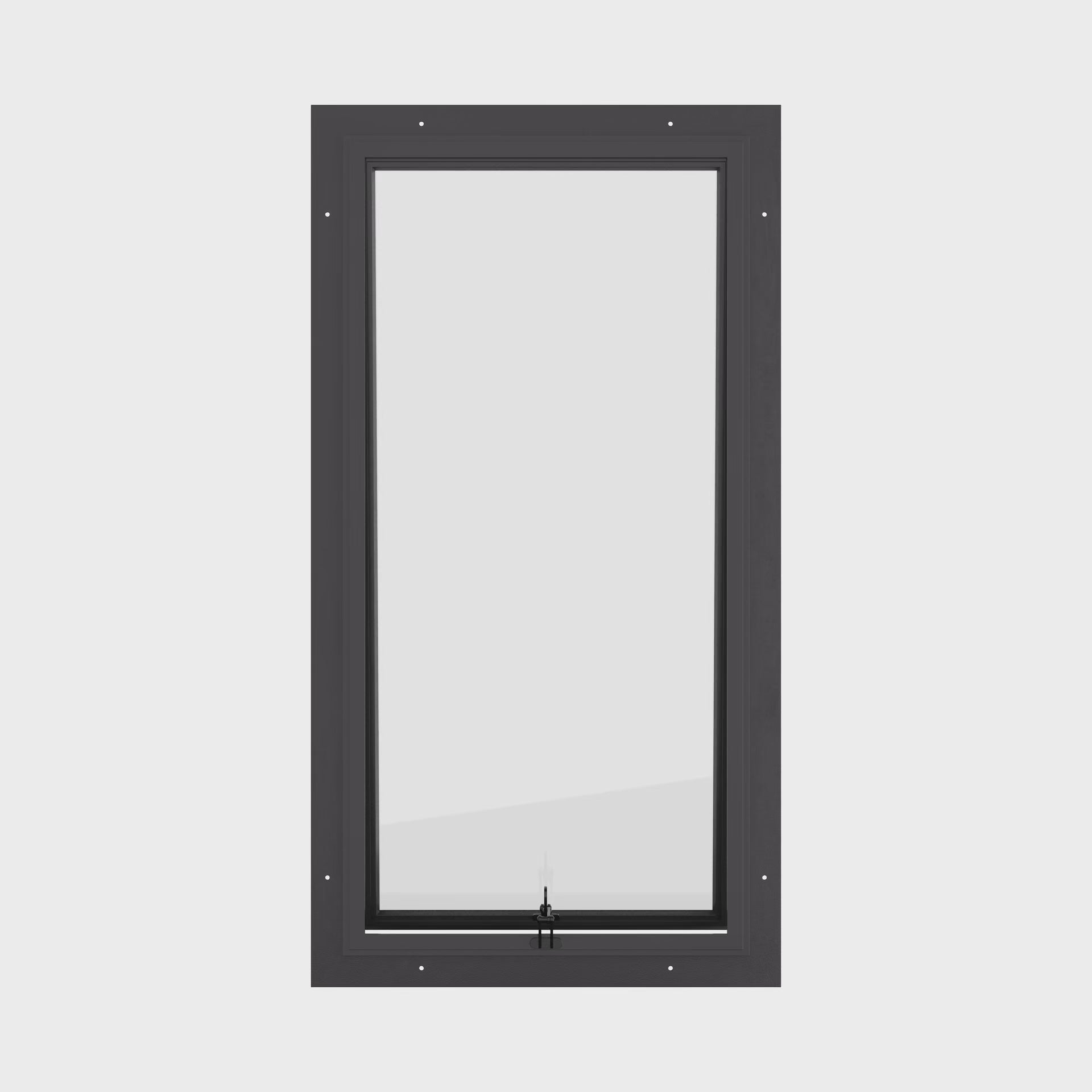 Awning steel window, portrait, ring pull, hot-rolled galvanized steel, black, Low-E glass