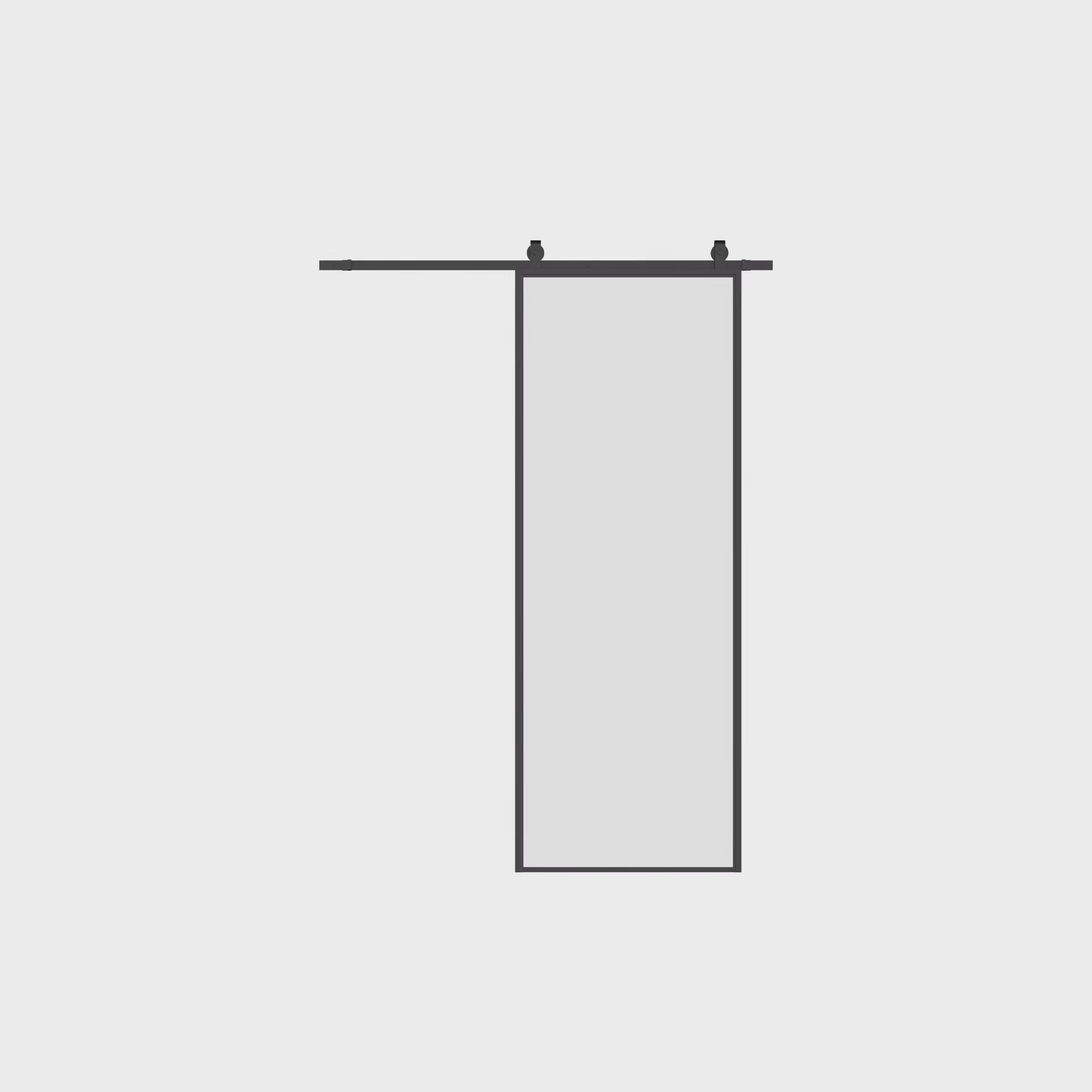 Modern Air Lite interior barn door with slim profile steel construction and clear glass, design-forward sliding door