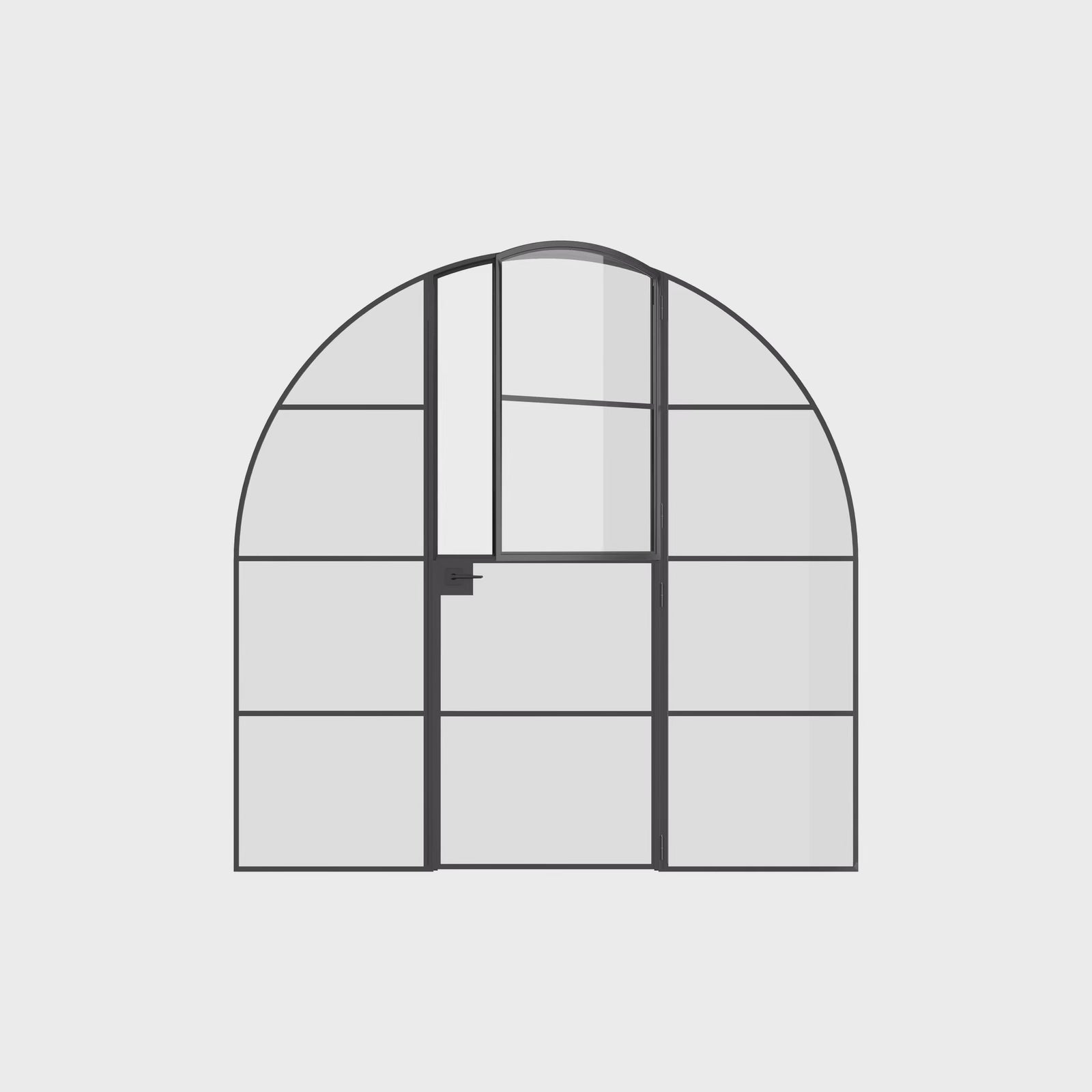 Air 4 arched Dutch door with side windows in durable architectural steel construction
