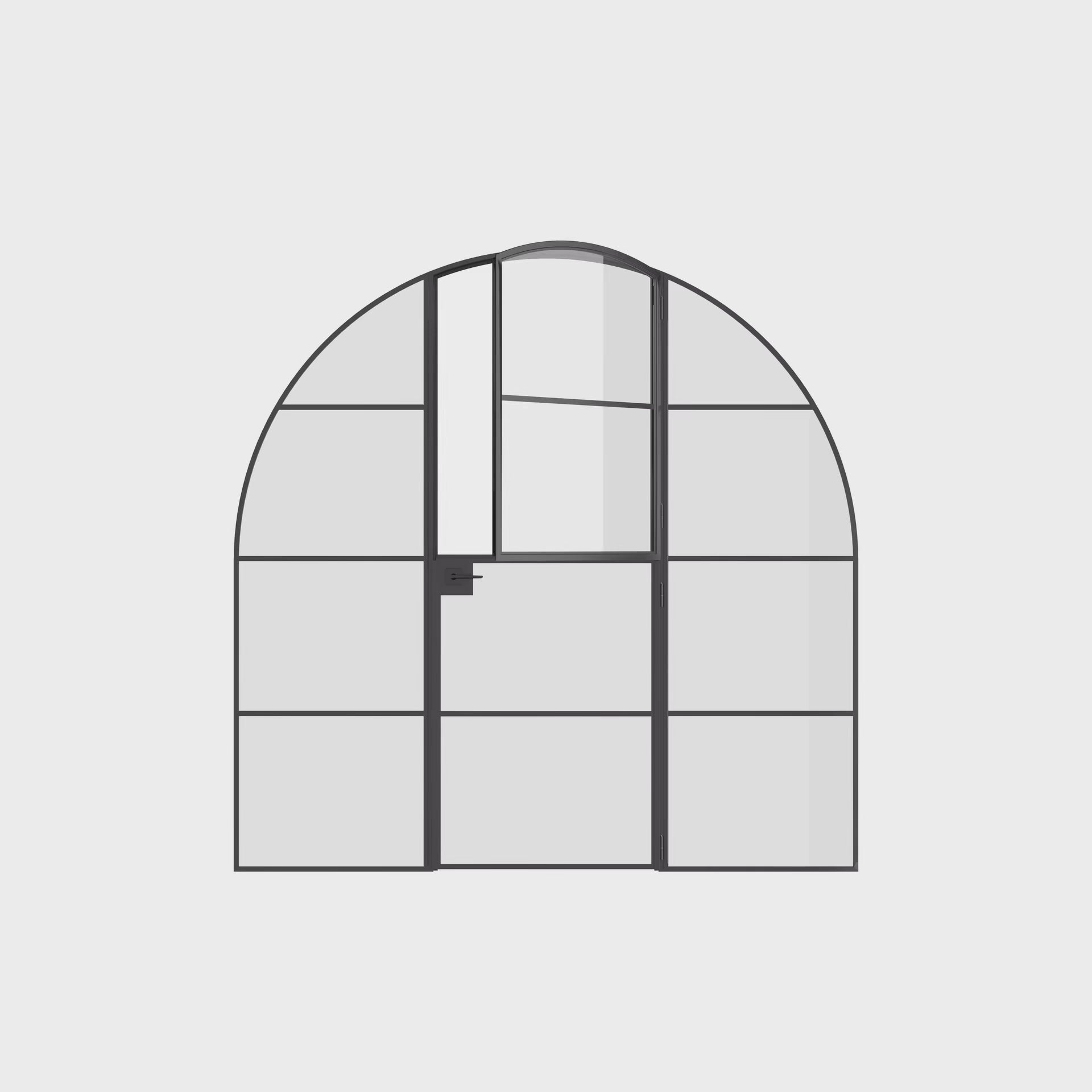 Air 4 arched Dutch door with side windows in durable architectural steel construction