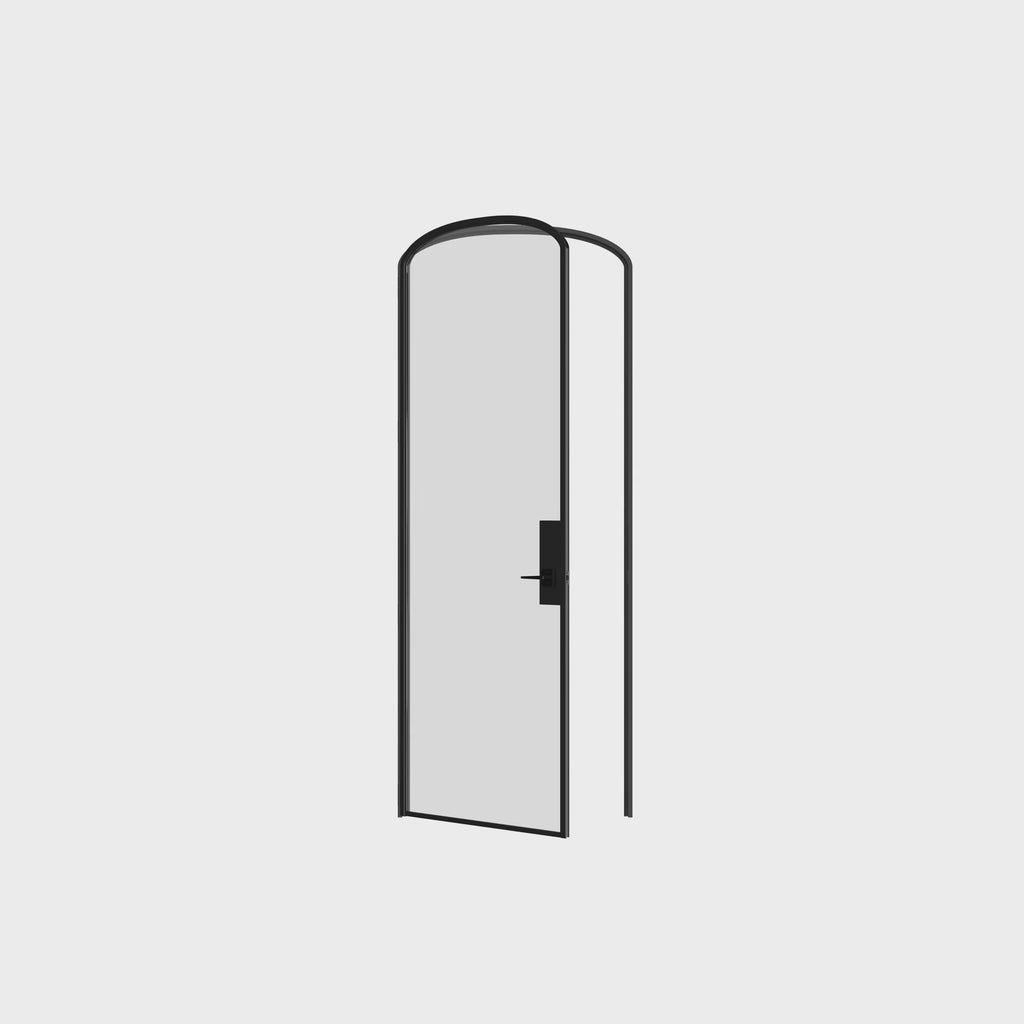 Pre-hung architectural mini arch Air Lite door with solid steel frame and minimal sightlines
