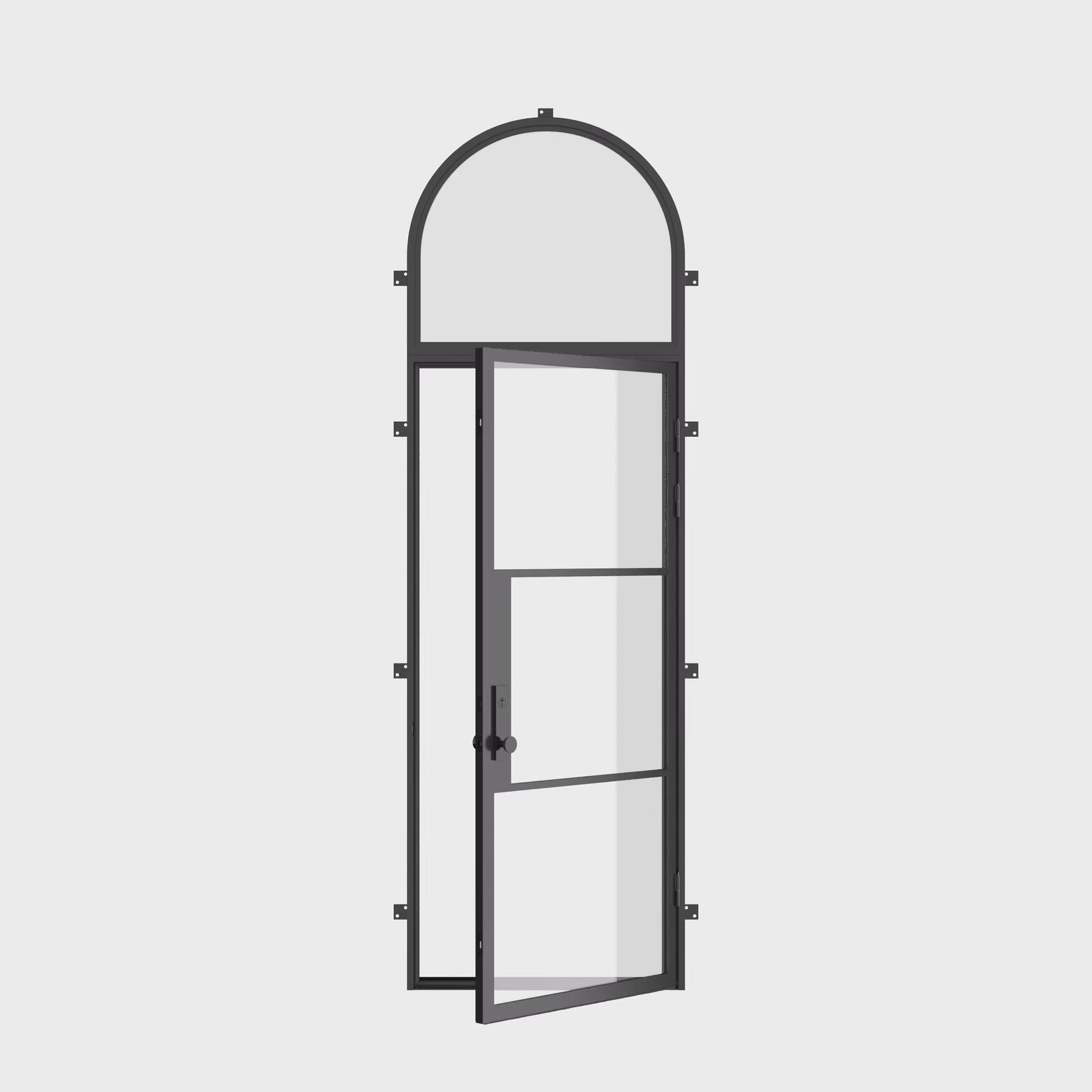 Air 4 flat single architectural steel door with full arch glass top