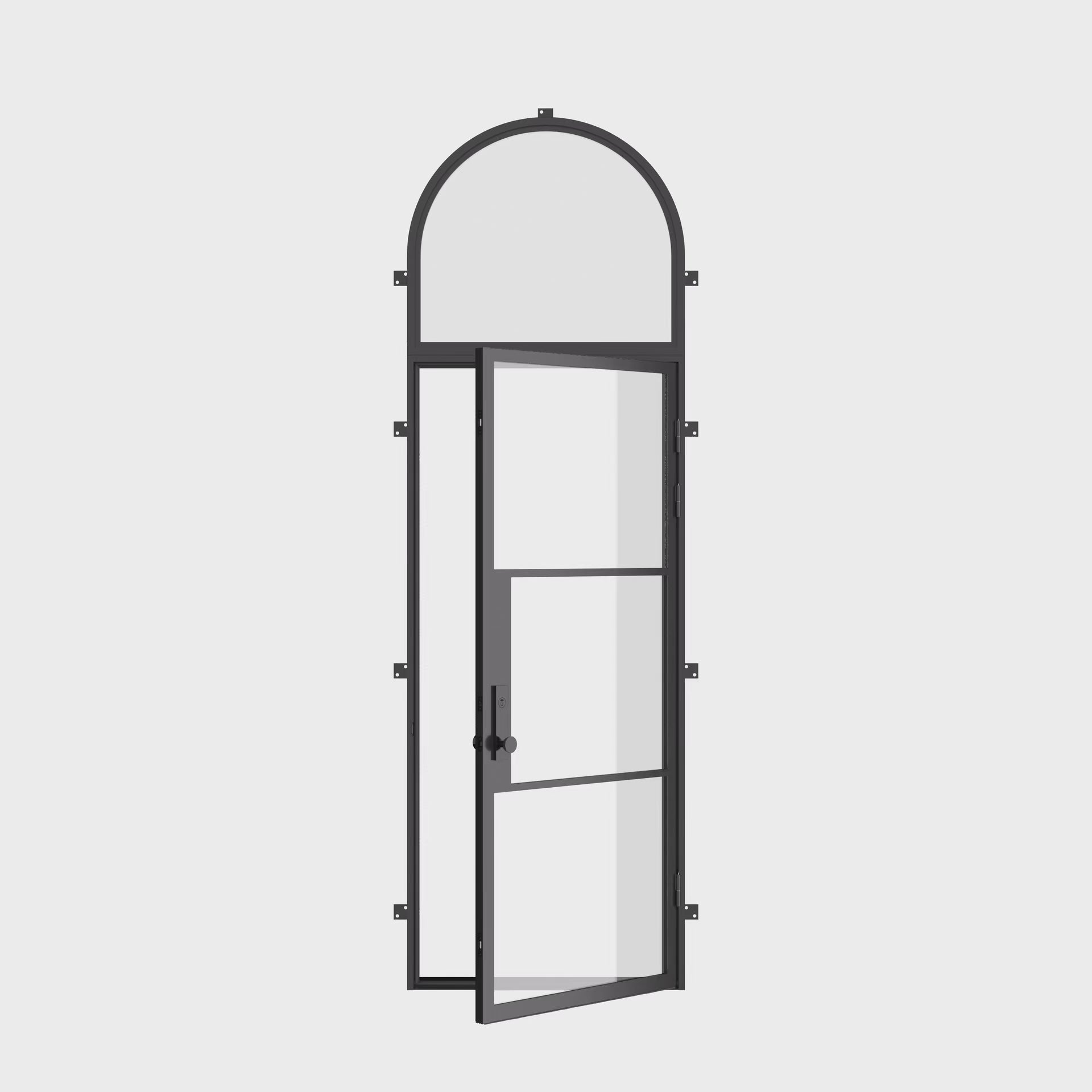 Air 4 flat single architectural steel door with full arch glass top
