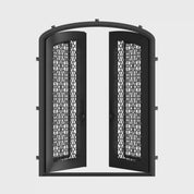 DNA’ Door arched design iron double door with efficient glass in bronze color.