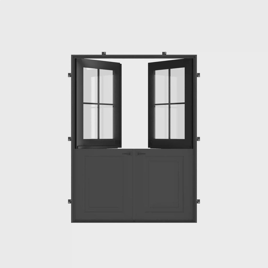 Air Getty Dutch double flat steel exterior doors with classic European Dutch door styling