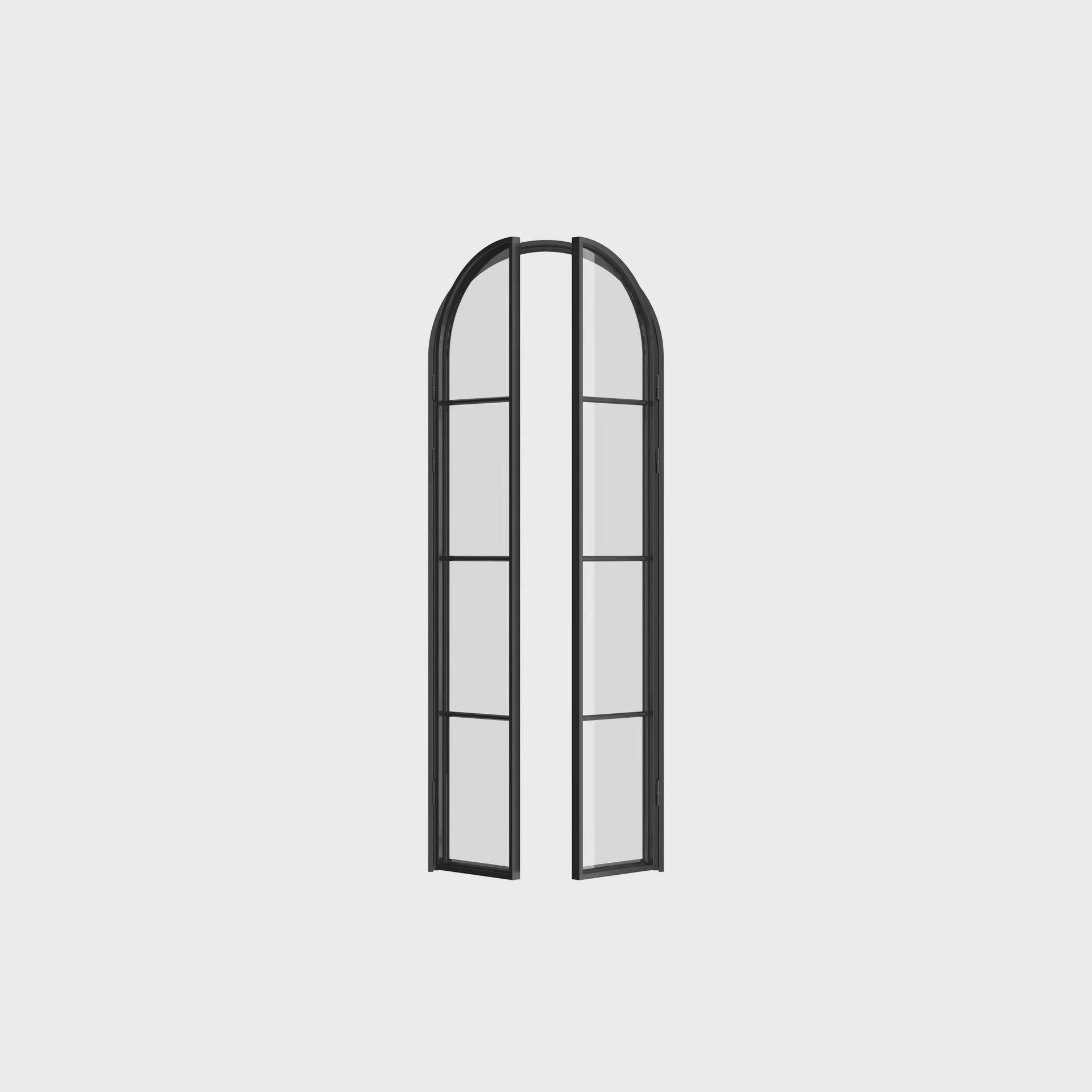 Air Pantry double full arch custom steel pantry doors with curved glass design