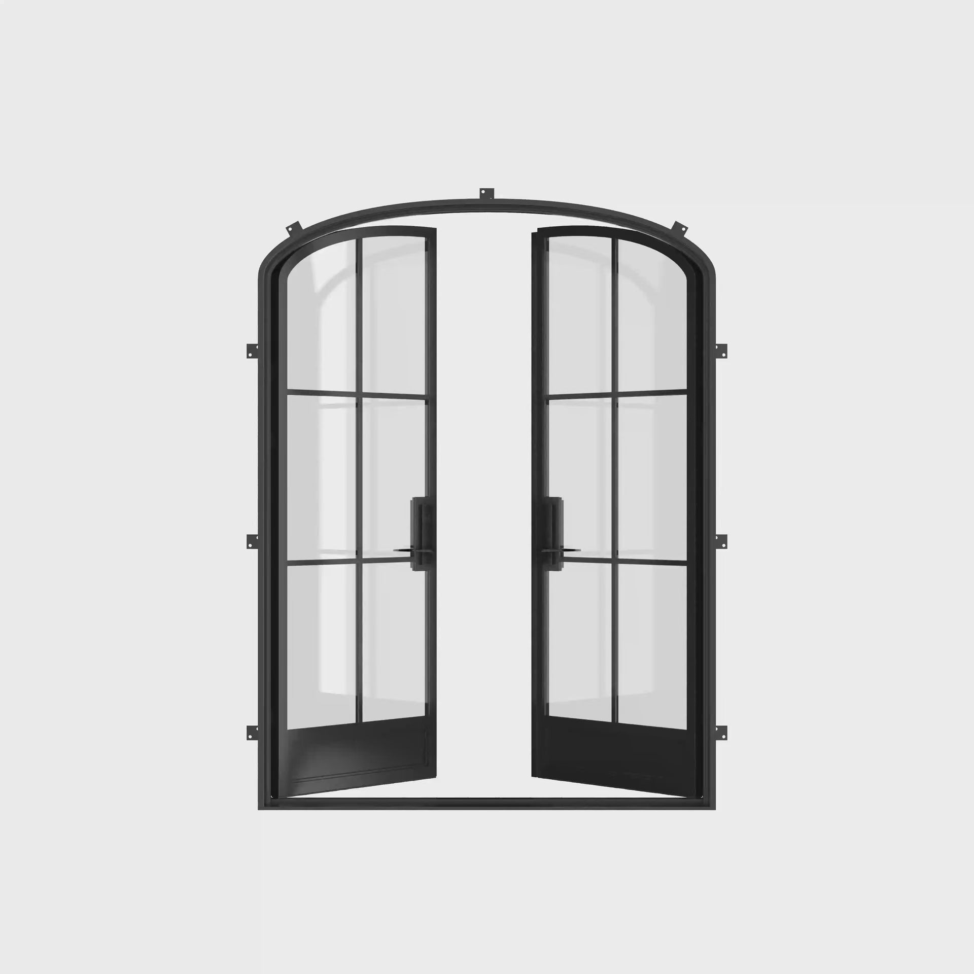 Air 7 double mini arch steel front doors, modern minimalist exterior door with mini arch tops