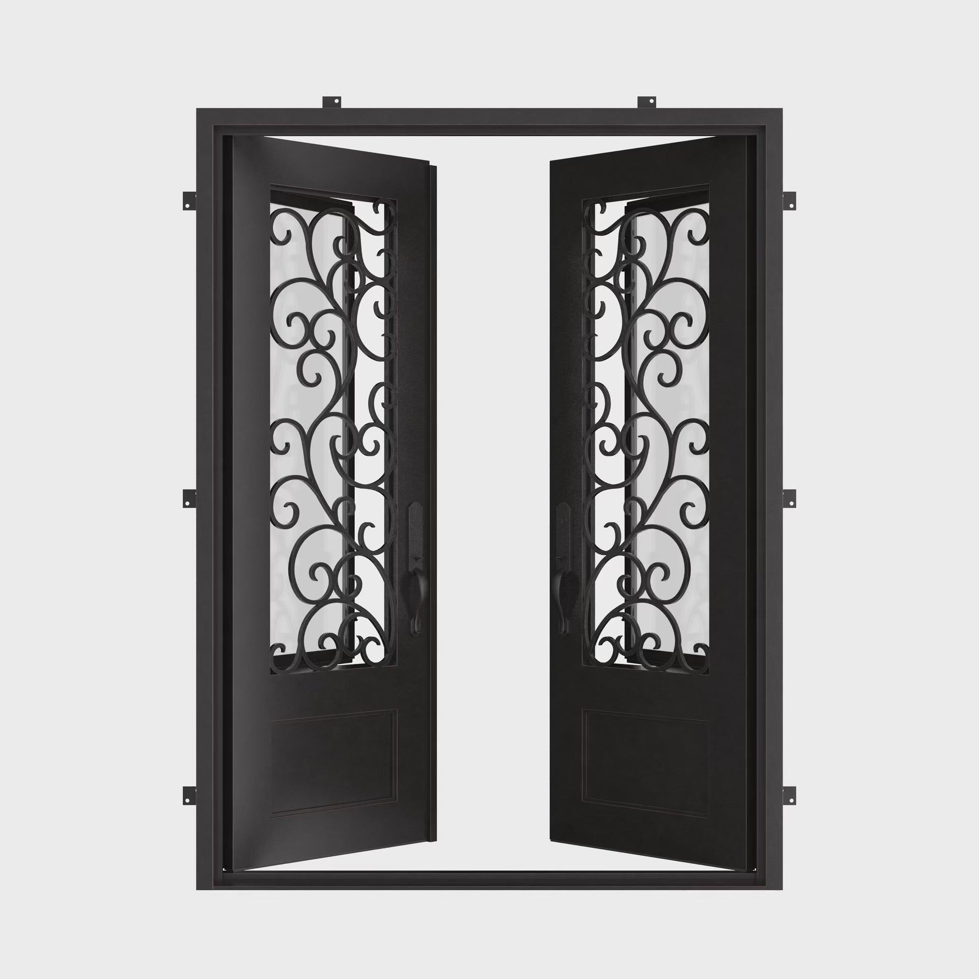 Story flat top door in black finish for cold temperatures.