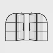 modern steel double entry door with sidelights