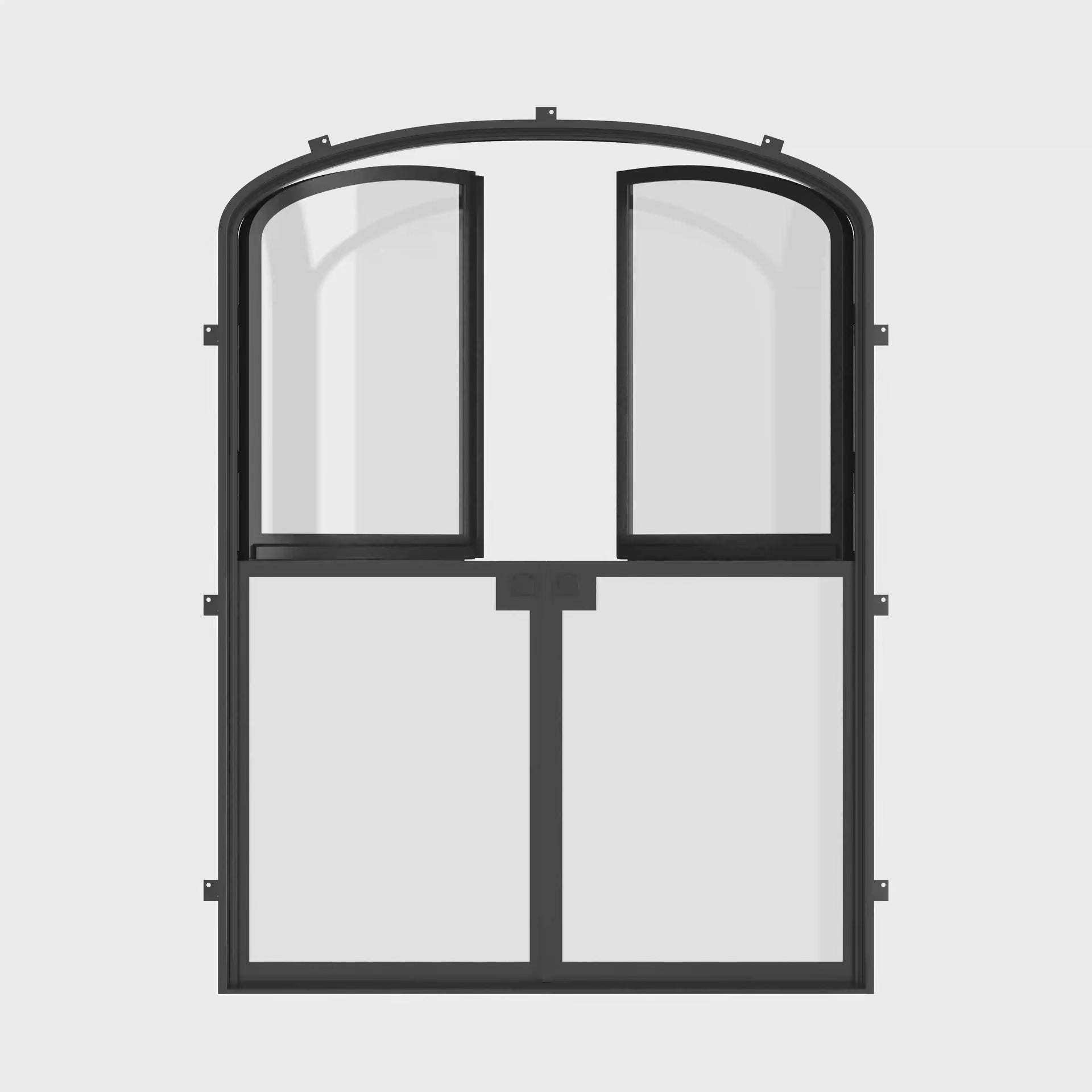 Modern double mini arch Dutch steel entry.
