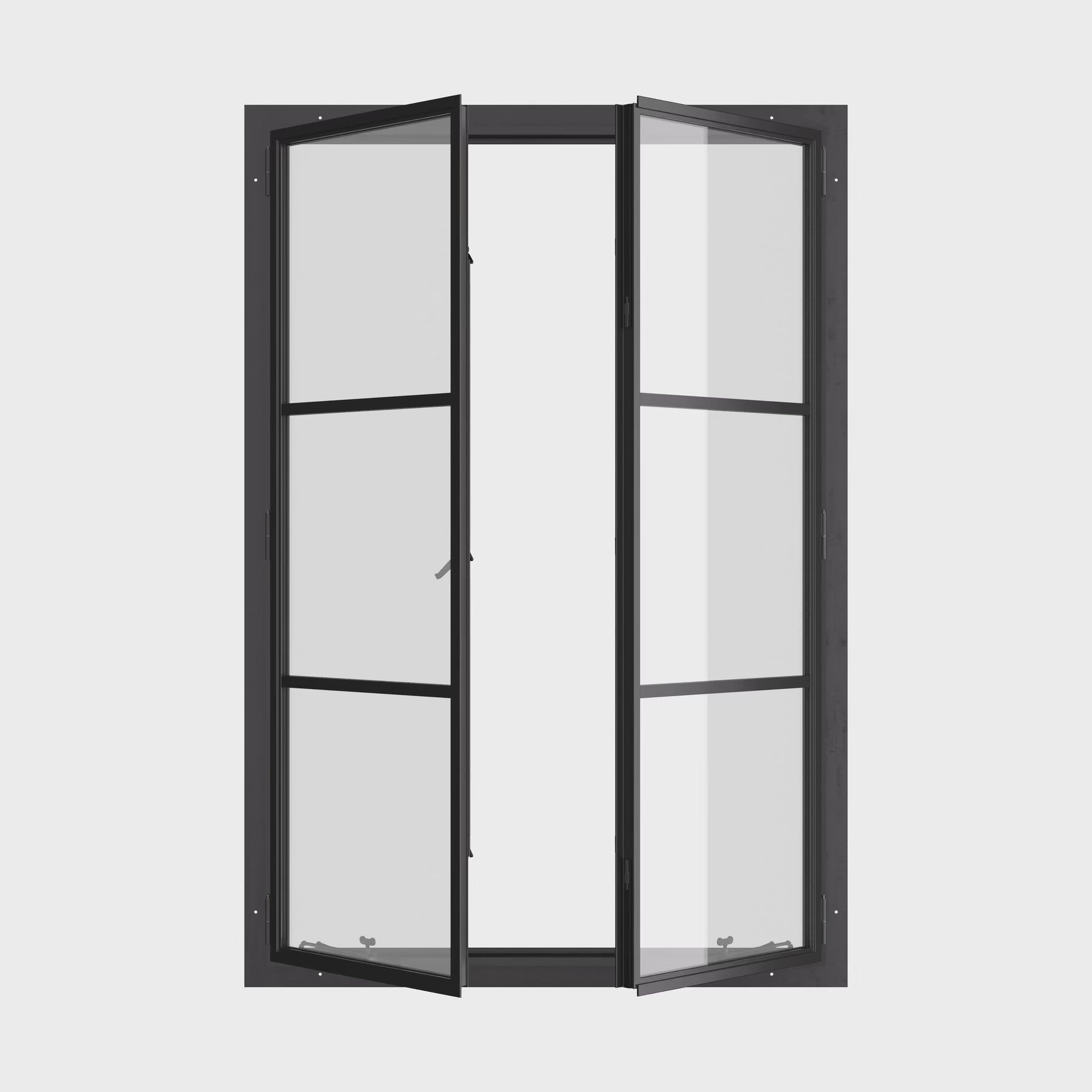Portrait double casement steel window, thermal break, narrow sightlines