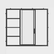 Cold-rolled steel pocket door with clean lines.