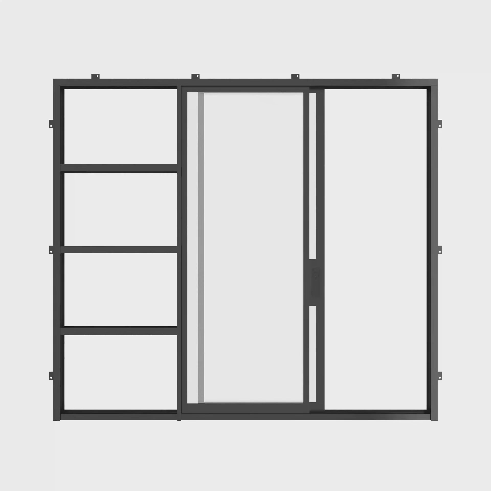 Cold-rolled steel pocket door with clean lines.