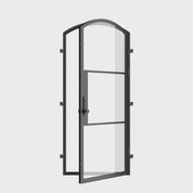 Architectural single arch steel exterior door with insulated frame