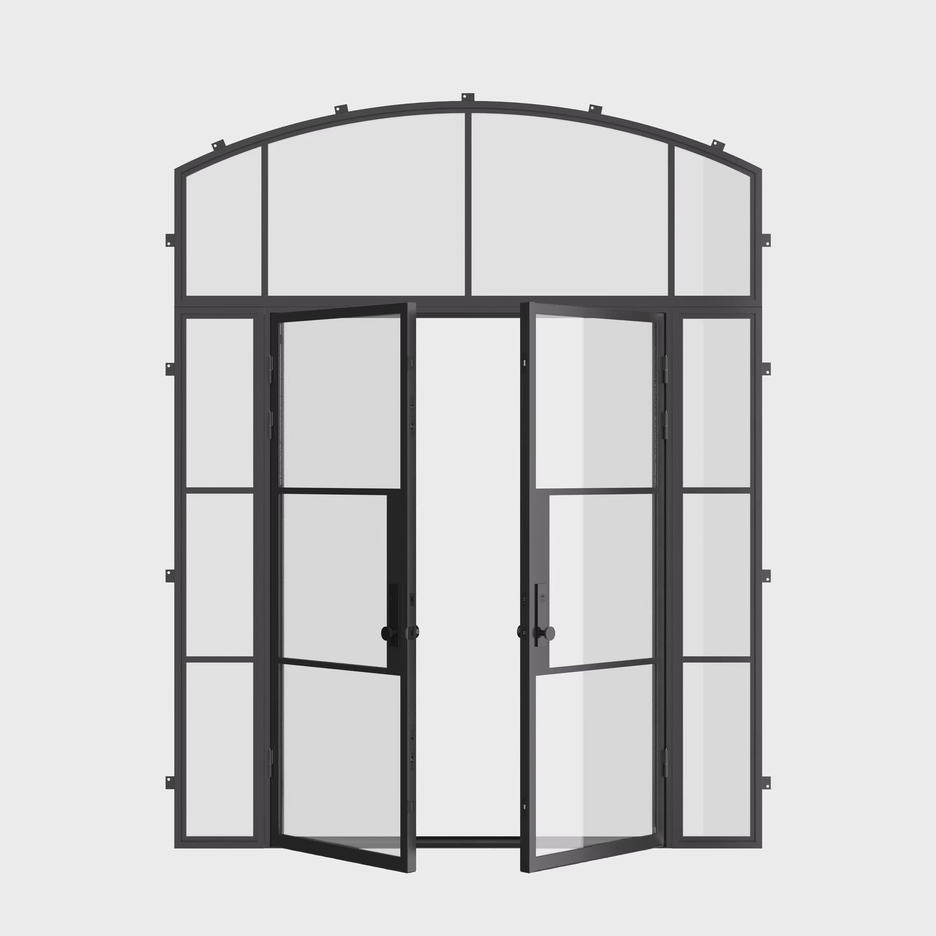 Air 4 black thermally broken double flat door with arch top window