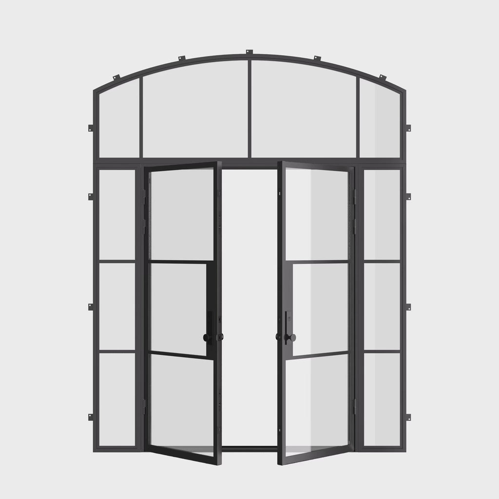 Air 4 black thermally broken double flat door with arch top window