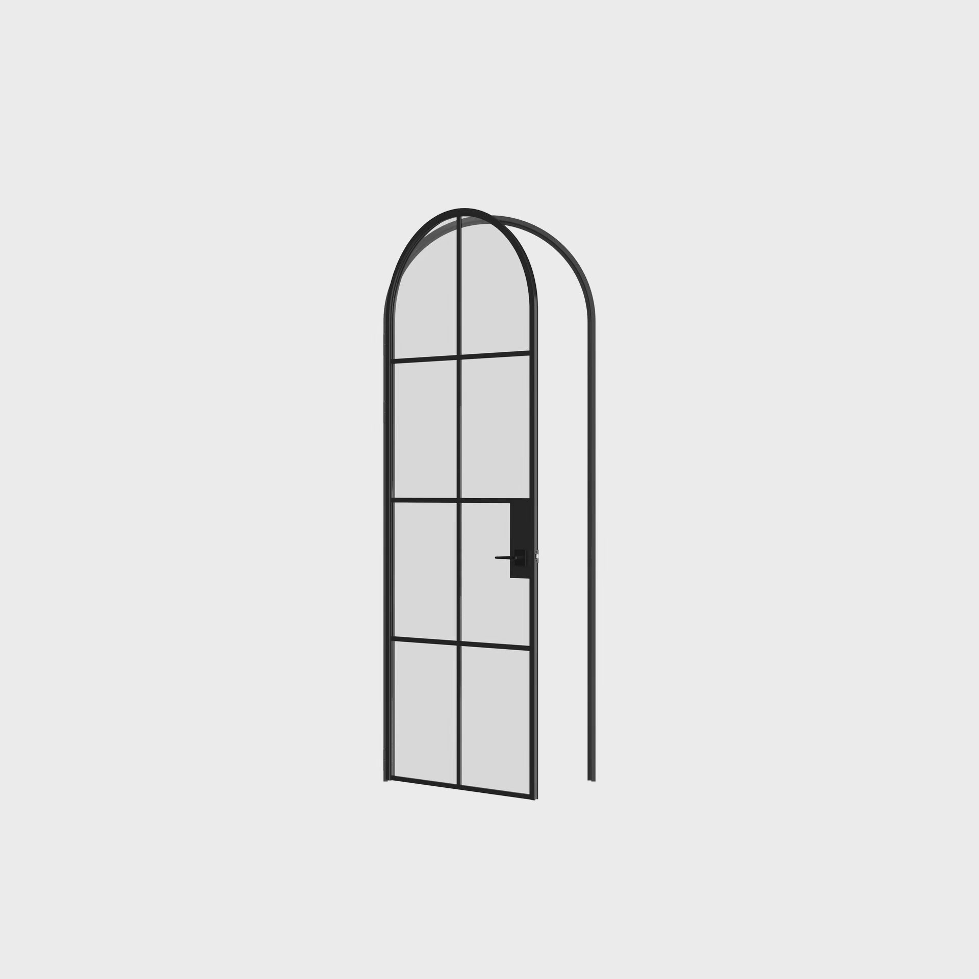 Air 5 single full arch interior door rear perspective with tempered glass panels