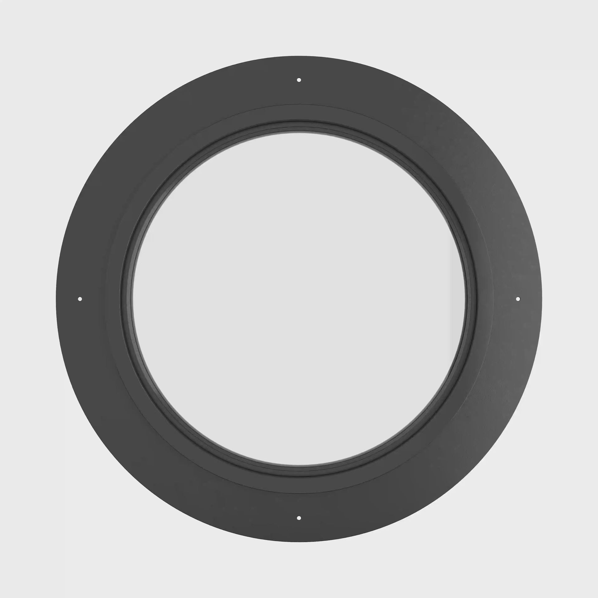 fixed round steel window exterior view with low-e dual pane glazing